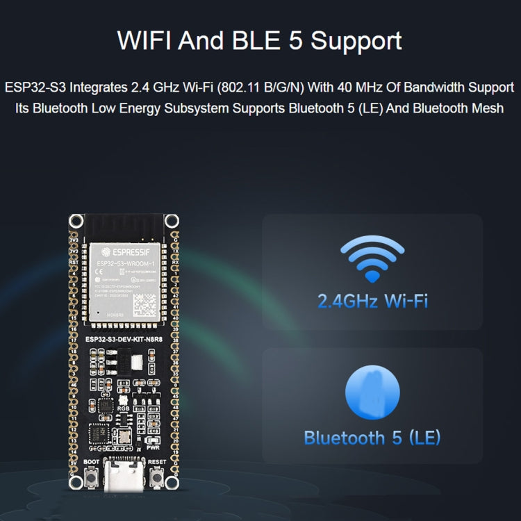 Waveshare ESP32-S3 Microcontroller 2.4GHz Wi-Fi Development Board ESP32-S3-WROOM-1-N8R8 Module Standard Ver. With Pinheader - Consumer Electronics by Waveshare | Online Shopping UK | buy2fix