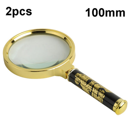 2pcs Elderly Reading Books Handheld Magnifier, Diameter:100mm(Removable Handle) - Consumer Electronics by buy2fix | Online Shopping UK | buy2fix