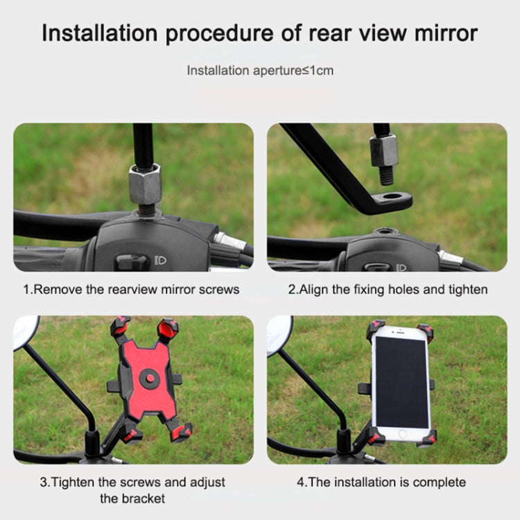 Electric Bicycle Mobile Phone Holder Can Be Rotated 360-degree Mobile Phone Holder Four-way Adjustment Bracket for Motorcycle, Style:Handlebars(Red) - Holders by buy2fix | Online Shopping UK | buy2fix