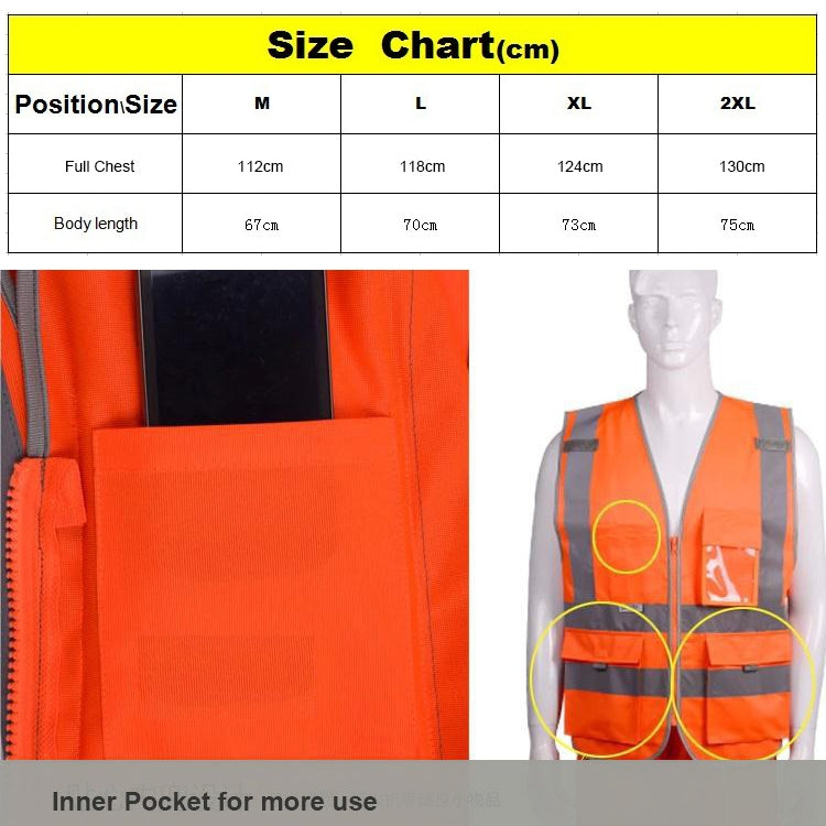 Multi-pockets Safety Vest Reflective Workwear Clothing, Size:M-Chest 112cm(Yellow) - Reflective Safety Clothing by buy2fix | Online Shopping UK | buy2fix