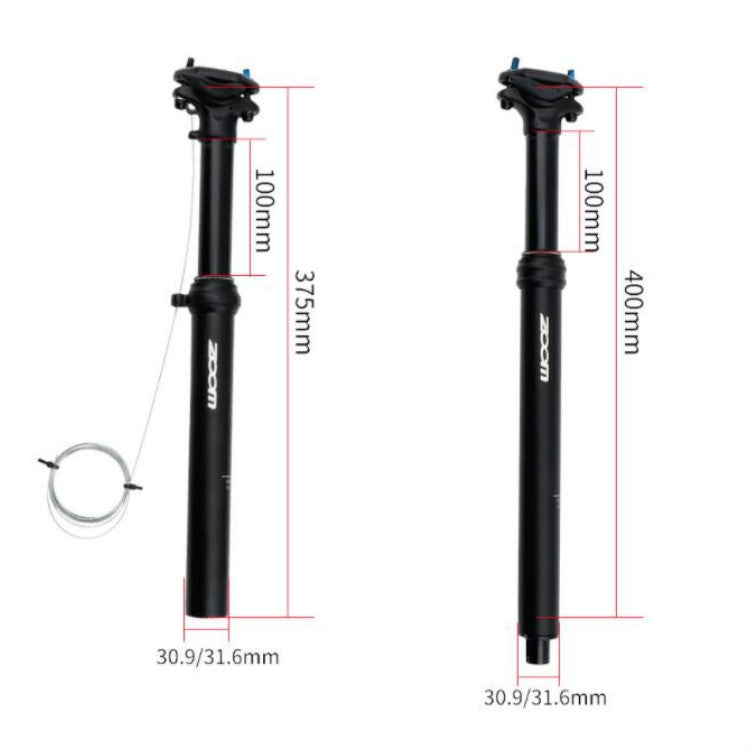 ZOOM Bicycle Wire-Controlled Hydraulic Lift Seat Tube Mountain Bike Seatpost, Size:30.9mm, Specification:375mm External Routing - Outdoor & Sports by ZOOM | Online Shopping UK | buy2fix