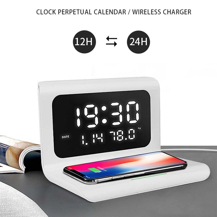 RT1 10W QI Universal Multi-function Mobile Phone Wireless Charger with Alarm Clock & Time / Calendar / Temperature Display(Black) - Apple Accessories by buy2fix | Online Shopping UK | buy2fix