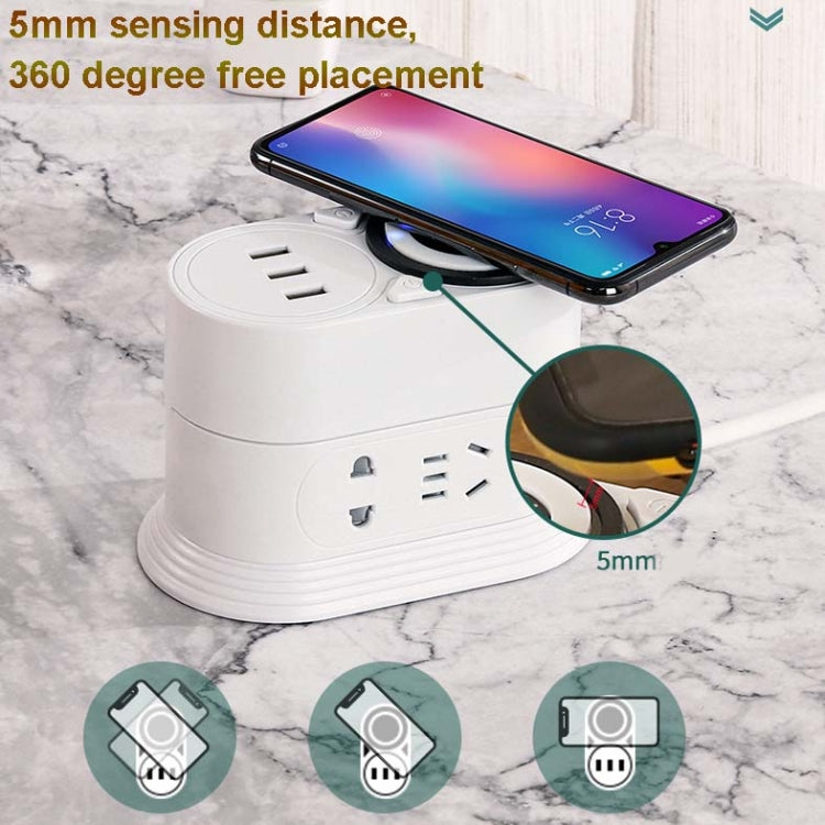 Mobile Phone Wireless Charging Socket Creative Smart USB Power Strip Multi-Function Desktop Vertical Power Strip, CN Plug, Specification: 0.8 Meters, Style:2 Layer(Black) - Consumer Electronics by buy2fix | Online Shopping UK | buy2fix