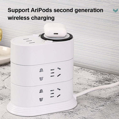 Mobile Phone Wireless Charging Socket Creative Smart USB Power Strip Multi-Function Desktop Vertical Power Strip, CN Plug, Specification: 1.8 Meters, Style:3 Layer(White) - Consumer Electronics by buy2fix | Online Shopping UK | buy2fix