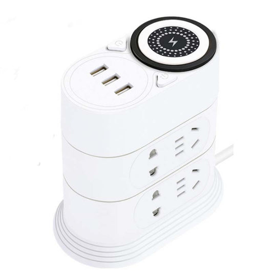Mobile Phone Wireless Charging Socket Creative Smart USB Power Strip Multi-Function Desktop Vertical Power Strip, CN Plug, Specification: 5 Meters, Style:3 Layer(White) - Consumer Electronics by buy2fix | Online Shopping UK | buy2fix
