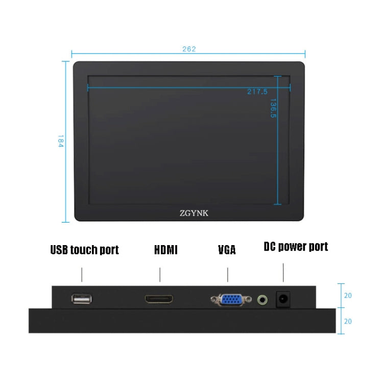 ZGYNK KQ101 HD Embedded Display Industrial Screen, Size: 10 inch, Style:Capacitive - LCD Monitors by ZGYNK | Online Shopping UK | buy2fix