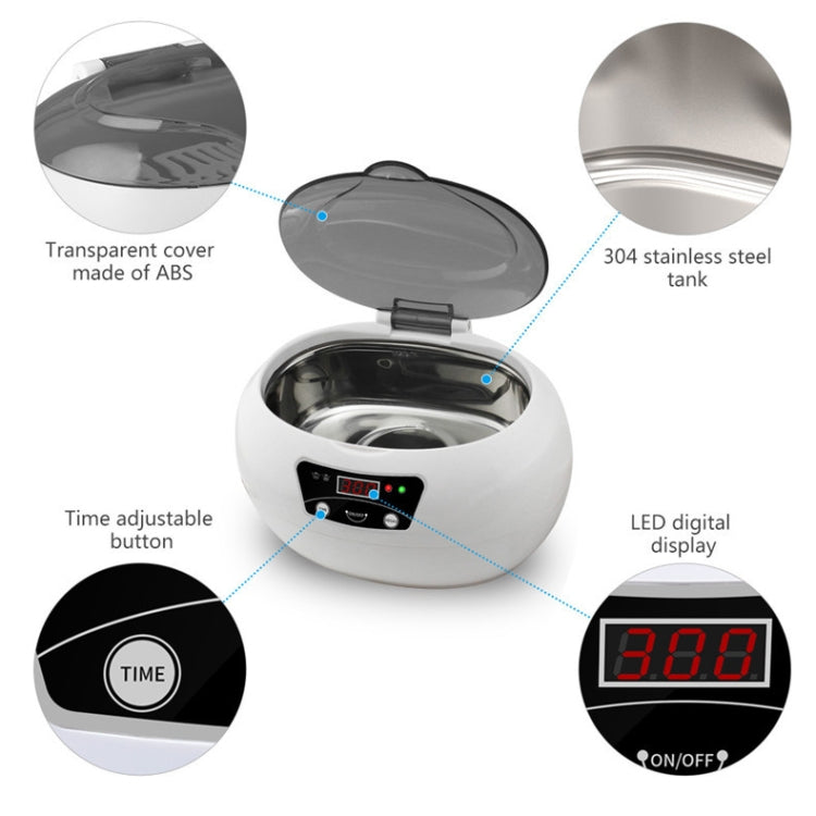 35W 600ml Mini Ultrasonic Cleaner Glasses Jewelry Household Ultrasonic Cleaner, Plug Type:220V UK Plug - Home & Garden by buy2fix | Online Shopping UK | buy2fix