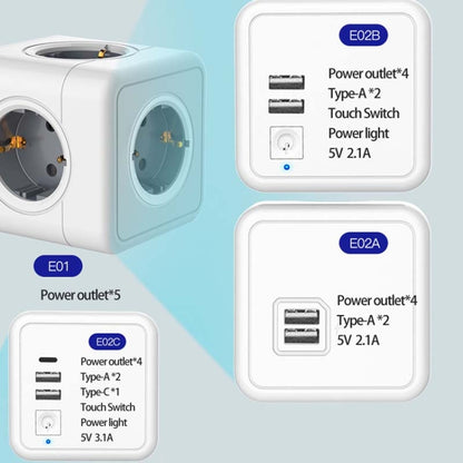 Creative Power Cube Socket Conversion Socket, EU Plug In-line Blue - Consumer Electronics by buy2fix | Online Shopping UK | buy2fix