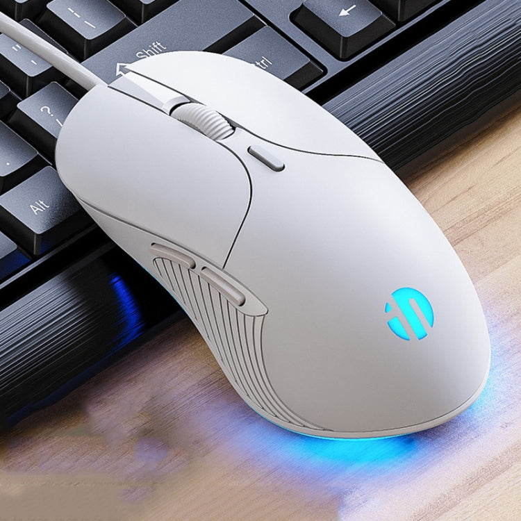 Inphic PB1 Business Office Mute Macro Definition Gaming Wired Mouse, Cable Length: 1.5m, Colour: Matte White Breathing Light - Wired Mice by Inphic | Online Shopping UK | buy2fix