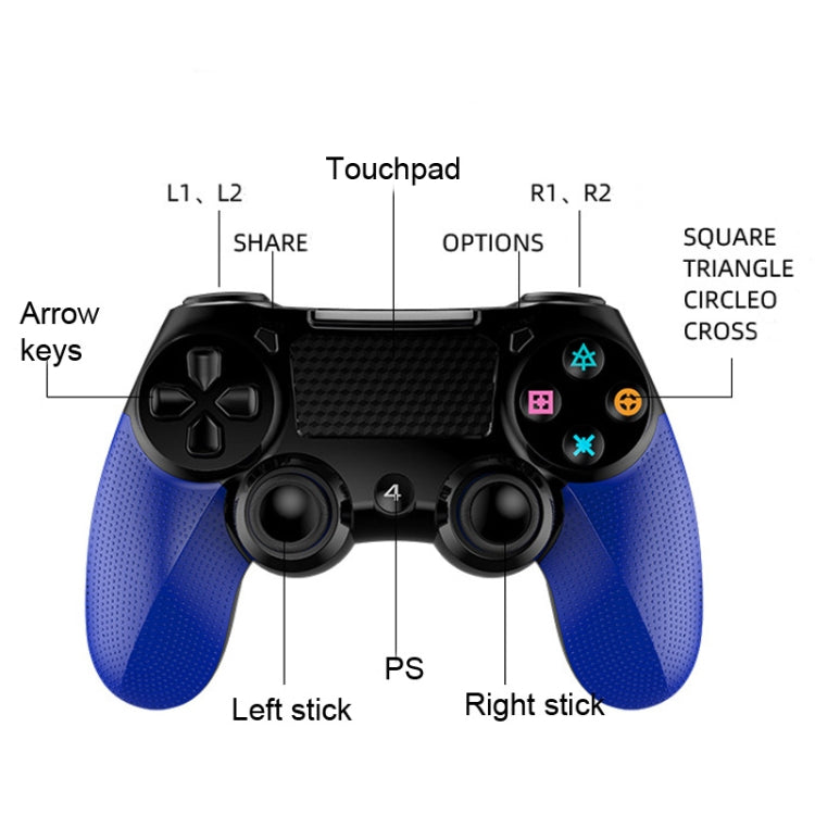 2 PCS Bluetooth Wireless Gamepad Touch Screen With Light Audio Dual Vibration Controller For PS4(Blue) - Gamepads by buy2fix | Online Shopping UK | buy2fix