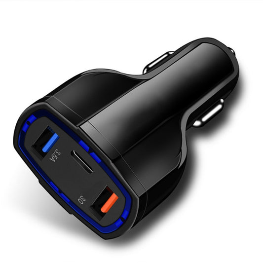 2 PCS QC3.0 Fast Charge Car Charger 3.5A Dual USB With Type-C Interface Output Car Charger(Black) - In Car by buy2fix | Online Shopping UK | buy2fix