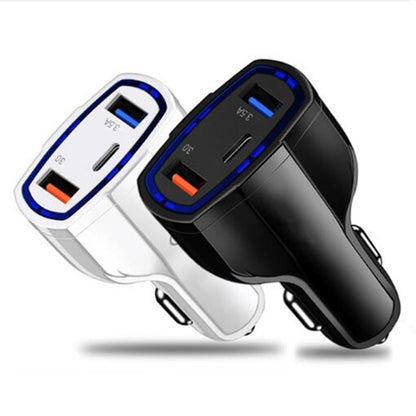 2 PCS QC3.0 Fast Charge Car Charger 3.5A Dual USB With Type-C Interface Output Car Charger(White) - In Car by buy2fix | Online Shopping UK | buy2fix