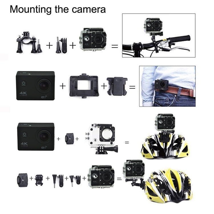 WIFI Waterproof Action Camera Cycling 4K camera Ultra Diving  60PFS kamera Helmet bicycle Cam underwater Sports 1080P Camera(Blue) - Consumer Electronics by buy2fix | Online Shopping UK | buy2fix