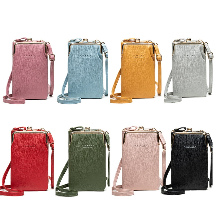 H2107 Ladies Mobile Phone Bag Shoulder Messenger Bag Pebbled Zipper Wallet(Pink) - Single-shoulder Bags by buy2fix | Online Shopping UK | buy2fix