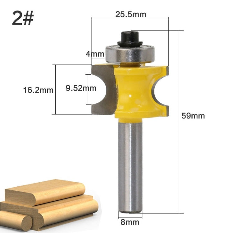 8-Shank Bearing Positive Semicircular Cutter Engraving Machine Woodworking Cutter, Model: No. 2 - Others by buy2fix | Online Shopping UK | buy2fix