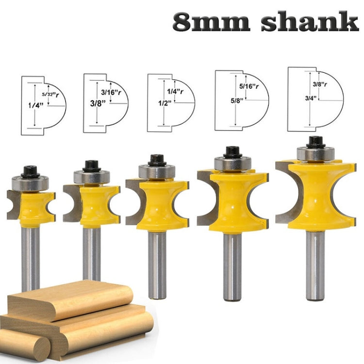 8-Shank Bearing Positive Semicircular Cutter Engraving Machine Woodworking Cutter, Model: 5 PCS/Set - Others by buy2fix | Online Shopping UK | buy2fix