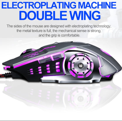 T-WOLF V6 USB Interface 6-Buttons 3200 DPI Wired Mouse Gaming Mechanical Macro Programming 7-Color Luminous Gaming Mouse, Cable Length: 1.5m(Macro Definition Silent Version Star Color) - Wired Mice by T-WOLF | Online Shopping UK | buy2fix