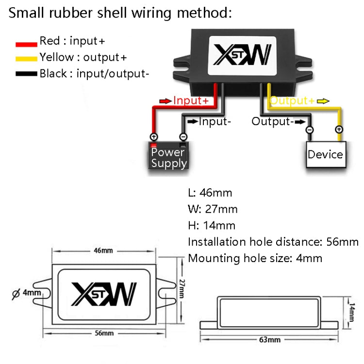 XWST DC 12/24V To 5V Converter Step-Down Vehicle Power Module, Specification: 12V to 5V 3A Small Rubber Shell -  by buy2fix | Online Shopping UK | buy2fix