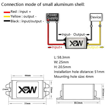 XWST DC 12/24V To 5V Converter Step-Down Vehicle Power Module, Specification: 12/24V To 5V 3A Small Aluminum Shell -  by buy2fix | Online Shopping UK | buy2fix