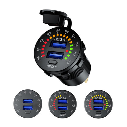 Car Motorcycle Ship Modified With Colorful Screen Display USB Dual QC3.0 Fast Charge Car Charger, Model: P20-B With Terminal - In Car by buy2fix | Online Shopping UK | buy2fix