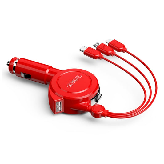 Oatsbasf 3 in 1 Multifunctional Car Charger Data Cable, Colour: 1M（Red） - In Car by Oatsbasf | Online Shopping UK | buy2fix