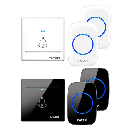 CACAZI H10 1 For 2 Home Wireless Music Doorbell without Battery, Plug:EU Plug(Black) - Security by CACAZI | Online Shopping UK | buy2fix