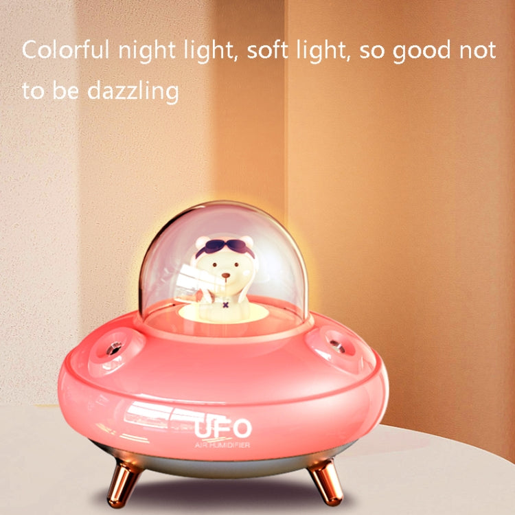 HO3 UFO Double Spraying Pet Humidifier Home Air Nebulizer Water Replenishing Instrument, Colour: Battery Model (Pink) - Home & Garden by buy2fix | Online Shopping UK | buy2fix
