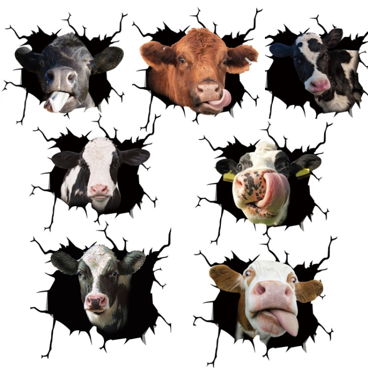 7 PCS Animal Wall Stickers Cattle Head Hoisting Car Window Static Stickers(Cow 03) - In Car by buy2fix | Online Shopping UK | buy2fix