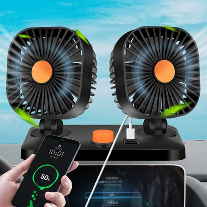 Mini USB 12 / 24V Car Electric Fan Double Head Fan - In Car by buy2fix | Online Shopping UK | buy2fix