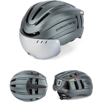 PROMEND TK-12H15 Mountain Bike USB Magnetic Goggles Helmet With Warning Light, Size: L(Titanium Gray) - Protective Helmet & Masks by PROMEND | Online Shopping UK | buy2fix