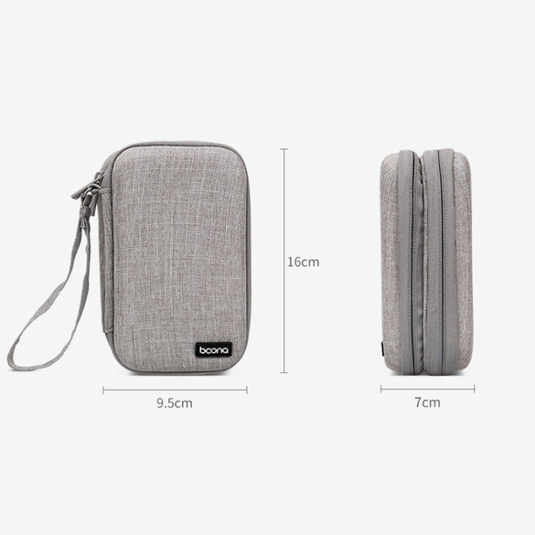 Baona BN-F027 Double-Layer Mobile Hard Disk Storage Bag EVA Hard Shell Hard Disk Protective Cover(Gray) - Hard Drive Bags & Cases by Baona | Online Shopping UK | buy2fix