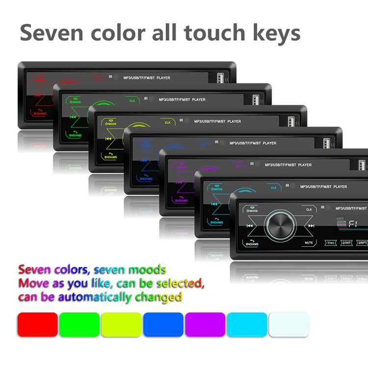 A2818 Car Bluetooth Speakerphone Car MP3 Player Function Touch Double U Disk Colorful Lights Radio, Specification: Standard+16G Memory Card - In Car by buy2fix | Online Shopping UK | buy2fix