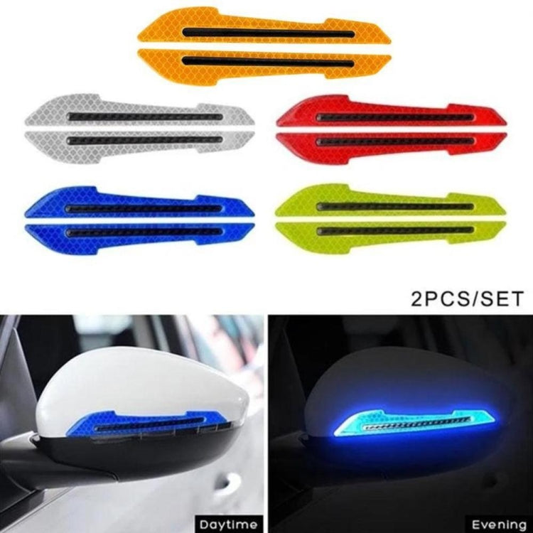 4 Sets Car Reflective Sticker Door Border Anti-Collision Strip Leaf Board Personality Rear View Mirror Warning Sticker(Blue) - In Car by buy2fix | Online Shopping UK | buy2fix