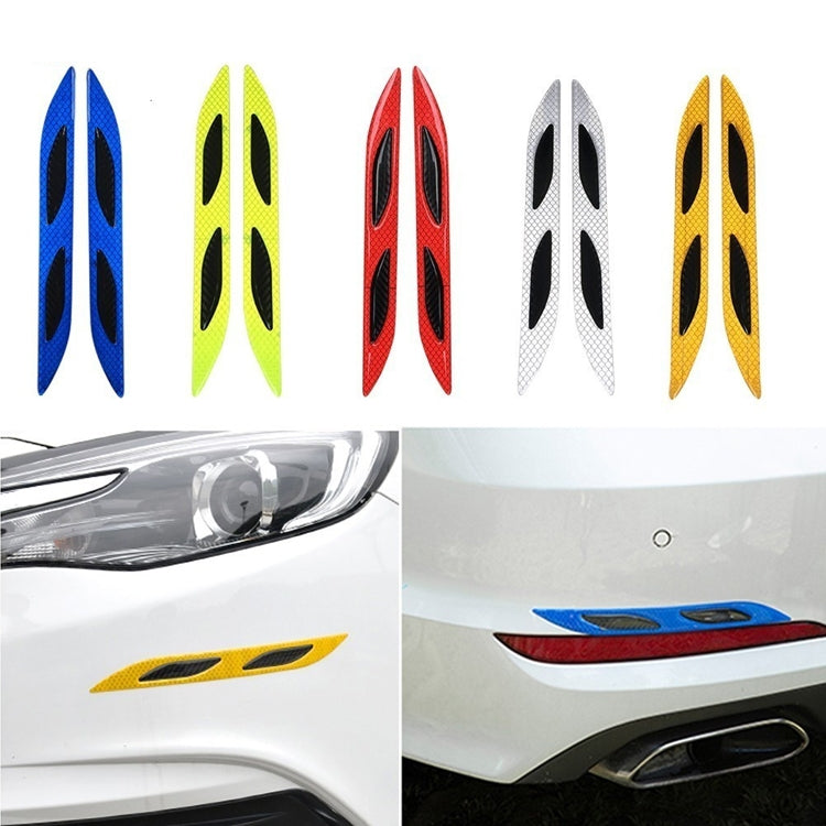 2 Sets Carbon Fiber Warning Sticker Car Anti-Collision Strip Leaf Plate Reflective Sticker Hood Light Eyebrow Anti-Collision Drops Sticker(4 PCS   (Bumper Red)) - In Car by buy2fix | Online Shopping UK | buy2fix