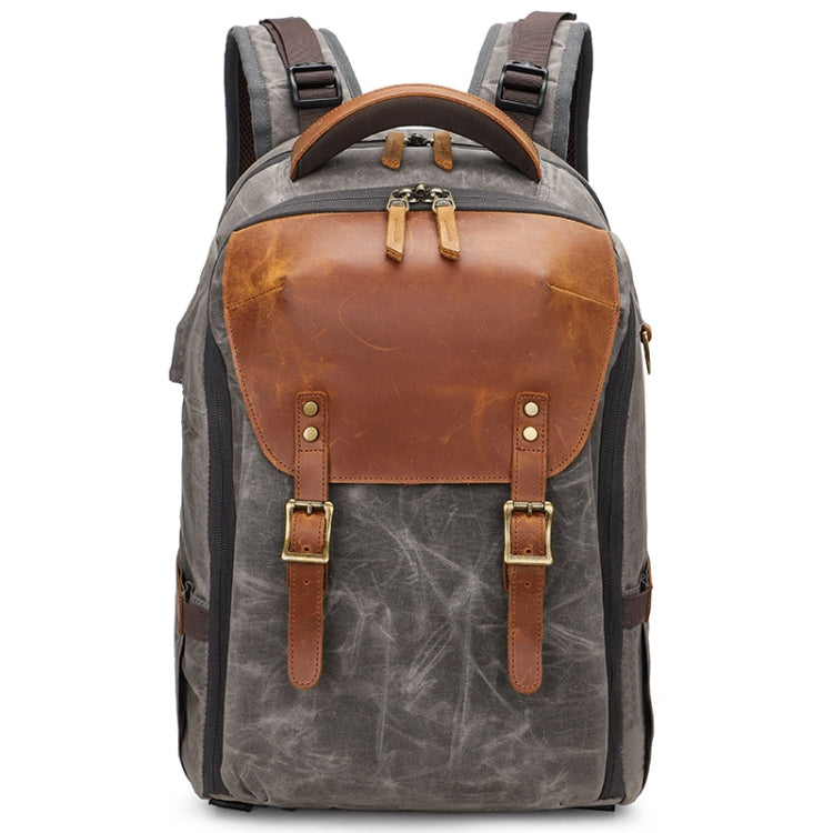 K805 Waterproof Batik Canvas Camera Backpack Outdoor Liner Shoulder Photography Bag(Grey) - Camera Accessories by buy2fix | Online Shopping UK | buy2fix