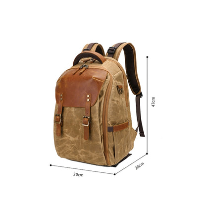 K805 Waterproof Batik Canvas Camera Backpack Outdoor Liner Shoulder Photography Bag(Khaki) - Camera Accessories by buy2fix | Online Shopping UK | buy2fix