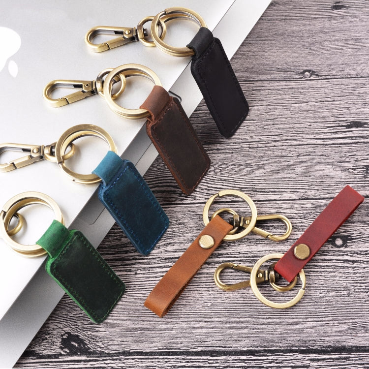 2 PCS Handmade Crazy Horse Leather Retro Keychain Car Couple Keychain, Specification: Double Ring(Coffee) - In Car by buy2fix | Online Shopping UK | buy2fix