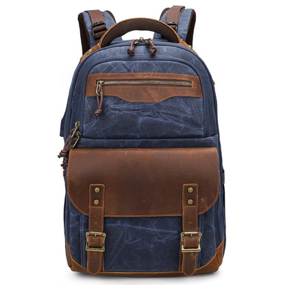 K813 Retro SLR Camera Bag Canvas Shoulder Computer Camera Bag(Blue) - Camera Accessories by buy2fix | Online Shopping UK | buy2fix