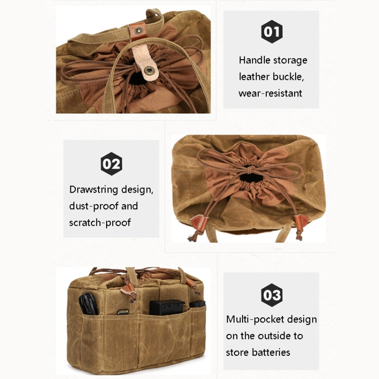 K707 Portable SLR Lens Liner Bag Camera Storage Bag(Khaki) - Camera Accessories by buy2fix | Online Shopping UK | buy2fix