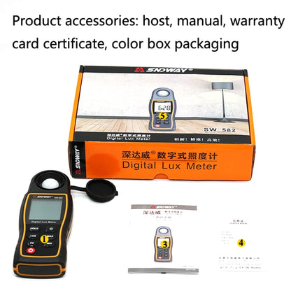 SNDWAY SW582 Handheld Digital Illuminance Meter High-Precision Digital Light Meter(SW582) - Light & Sound Meter by SNDWAY | Online Shopping UK | buy2fix