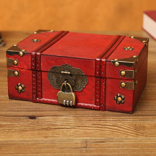 Antique Distressed Cosmetic Storage Box Dressing Table Props For Shooting Scenes，Specification： 6281-01GK10 Red + Password Lock - Camera Accessories by buy2fix | Online Shopping UK | buy2fix