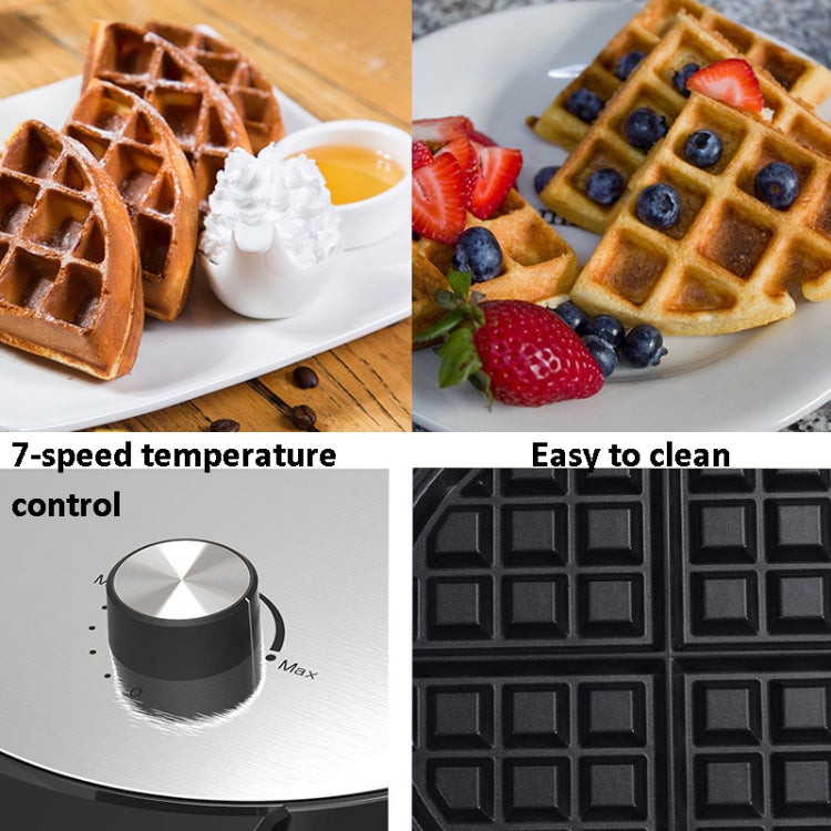 1000W Waffle Maker Breakfast Bread Maker Sandwich Maker Temperature Adjustable Electric Baking Pan(UK Plug) - Home & Garden by buy2fix | Online Shopping UK | buy2fix