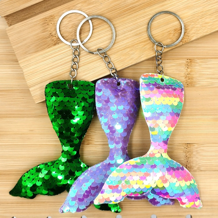 10 PCS Reflective Mermaid Keychain Sequins Mermaid Tail Accessories Car Luggage Pendant(AB Pink 48) - In Car by buy2fix | Online Shopping UK | buy2fix