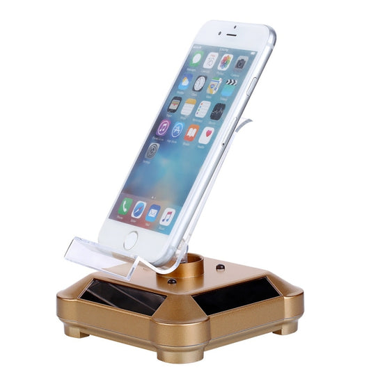 Solar Turntable Mobile Phone Stand Display Stand With Coloful Light(Gold) - Desktop Holder by buy2fix | Online Shopping UK | buy2fix