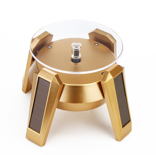 High-Footed UFO Solar 9cm 360 Rotating Display Stand Props Turntable(Gold Blue Light) - Camera Accessories by buy2fix | Online Shopping UK | buy2fix