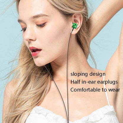 2 PCS TS6000 3.5mm Metal Elbow In-Ear Wired Control Earphone with Mic(Green) - In Ear Wired Earphone by buy2fix | Online Shopping UK | buy2fix