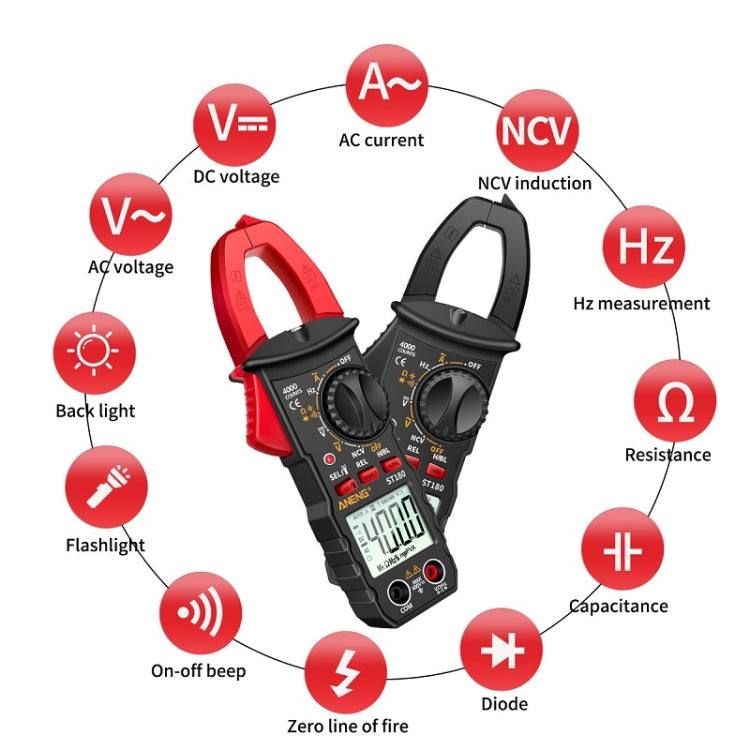 ANENG ST180 Digital Display Clamp AC & DC Intelligent Voltage Multimeter(Black) - Consumer Electronics by ANENG | Online Shopping UK | buy2fix