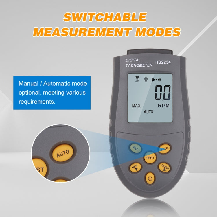 HS2234 Non-contact Laser Tachometer Digital Display Motor Tachometer - Consumer Electronics by buy2fix | Online Shopping UK | buy2fix