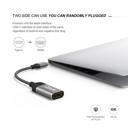 QGeeM QG-UA01 USB TYPE-C To HDMI Adapter(Silver Gray) - USB HUB by QGeeM | Online Shopping UK | buy2fix