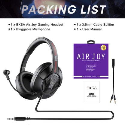 EKSA E3D Lightweight Adjustable Mic Gaming Wired Headset, Cable Length: 2m(Black) - Multimedia Headset by EKSA | Online Shopping UK | buy2fix